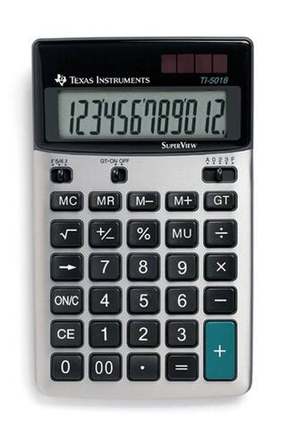 Texas Instruments Bureau rekenmachine TI-5018SV 105 mm Zwart, zilver