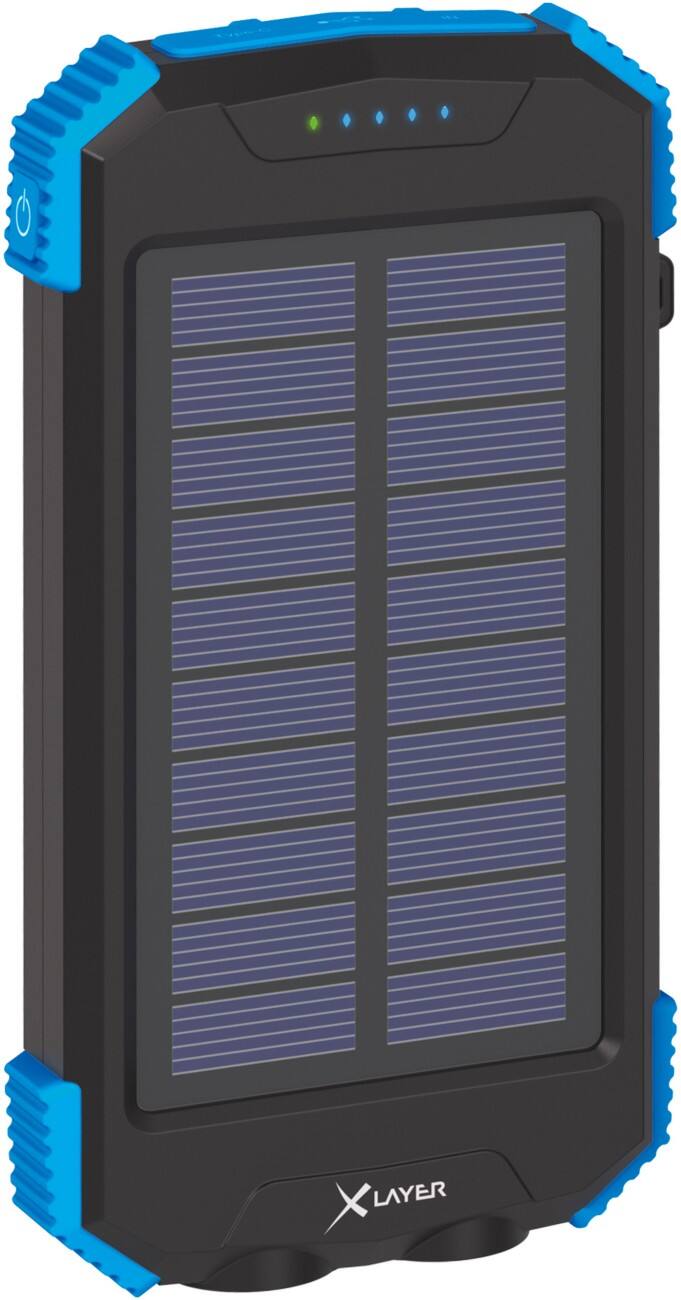 XLayer Powerbank Plus Solar 10000mAh Zwart, blauw