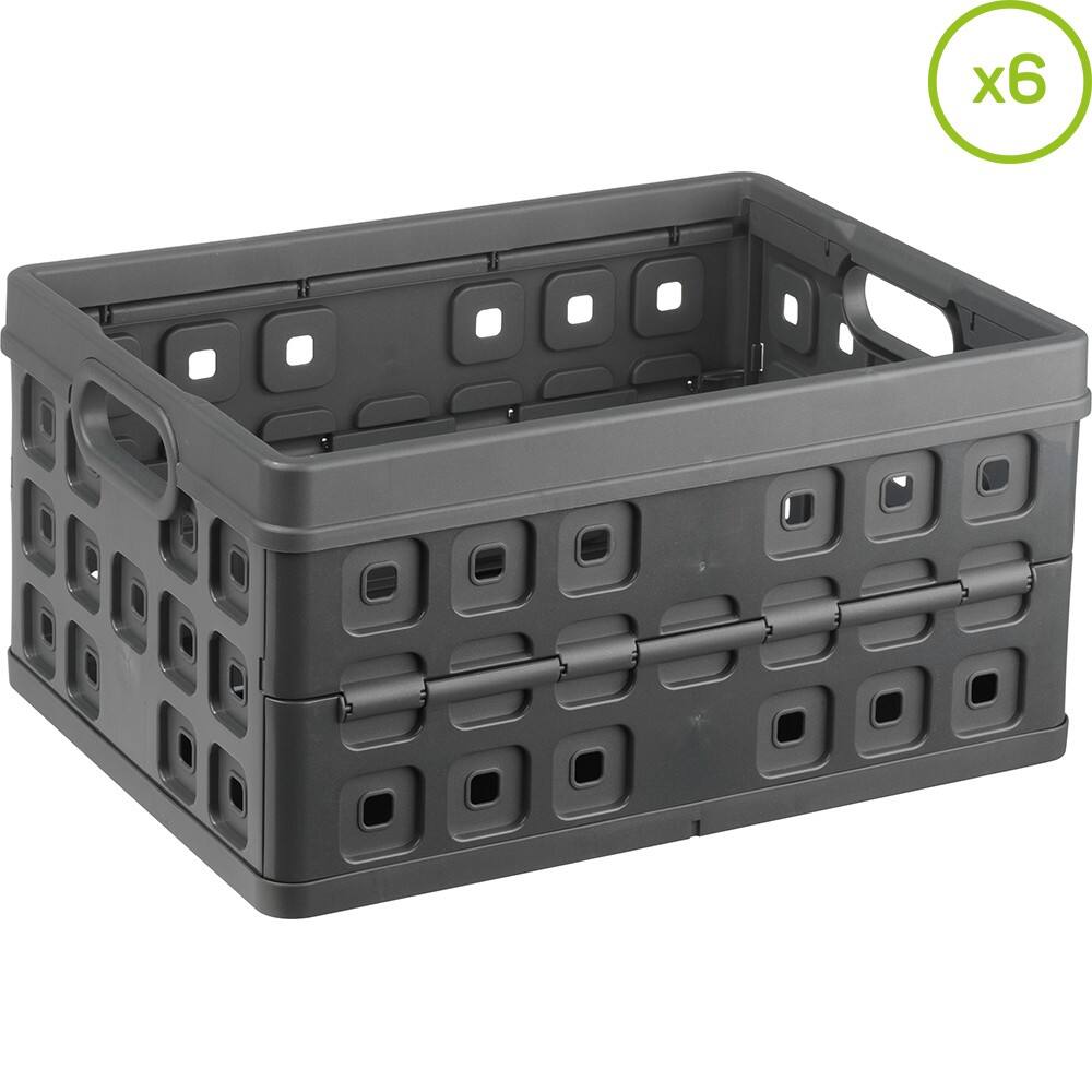 helit Vouwkrat H6180088 32 L Antraciet Polypropyleen 36 x 49 x 24,5 cm 6 Stuks