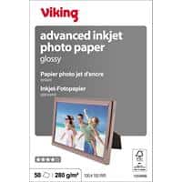 Viking Inkjet Fotopapier Glanzend A6 280 g/m² Wit 50 Vellen