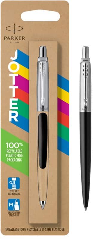 Parker Jotter Balpen met zwarte behuizing Schrijfkleur blauw