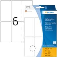 HERMA Multifunctionele Etiketten 2590 Wit Rechthoekig 40 x 75 mm 32 Vellen van 6 Etiketten