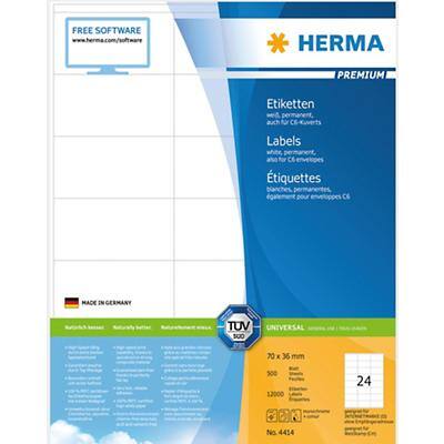 HERMA Multifunctionele Etiketten 4414 Wit Rechthoekig 70 x 36 mm 500 Vellen van 24 Etiketten