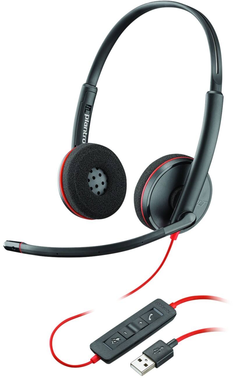 Plantronics Bedraad USB Headset Blackwire C3220 Over het hoofd Noise Cancelling met Microfoon Zwart, rood