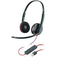 Plantronics Bedraad USB Headset Blackwire C3220 Over het hoofd Noise Cancelling met Microfoon Zwart, rood