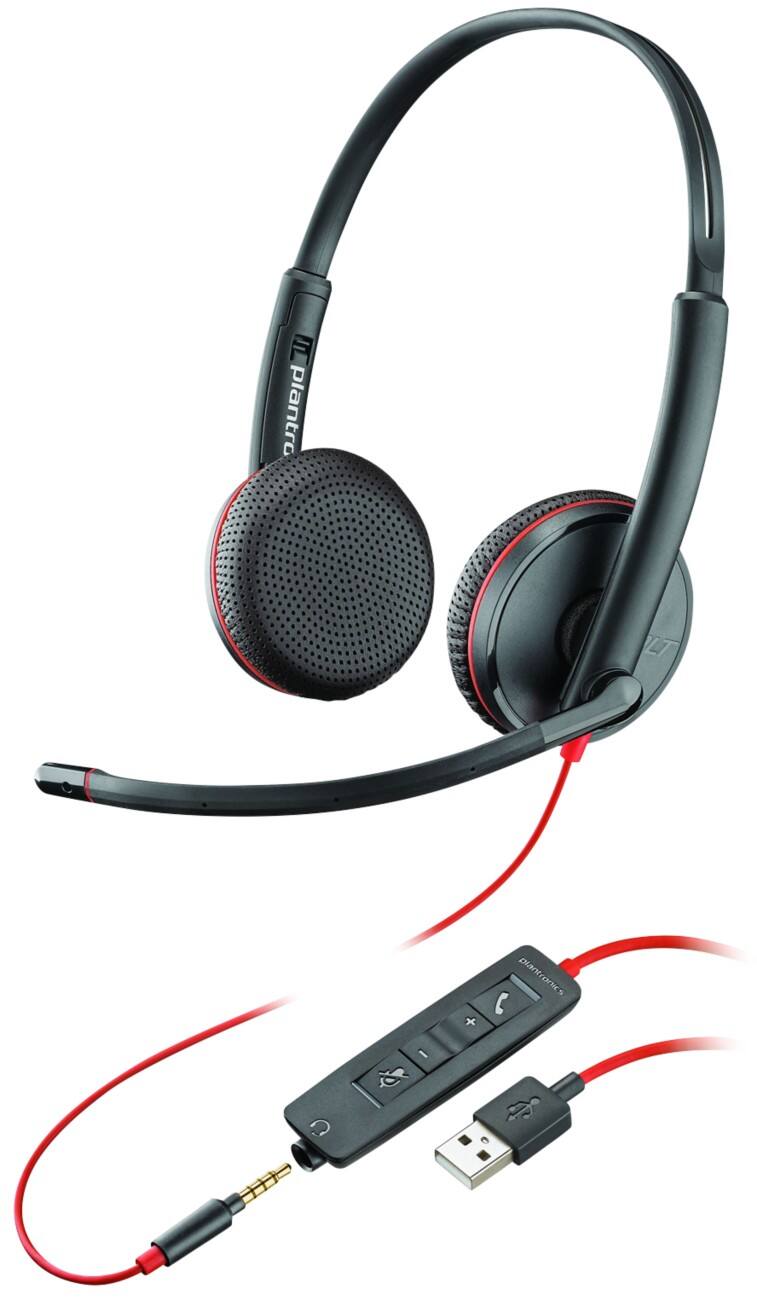 Plantronics Bedaad USB Headset C3225 Over het hoofd Noise Cancelling met Microfoon Zwart, rood
