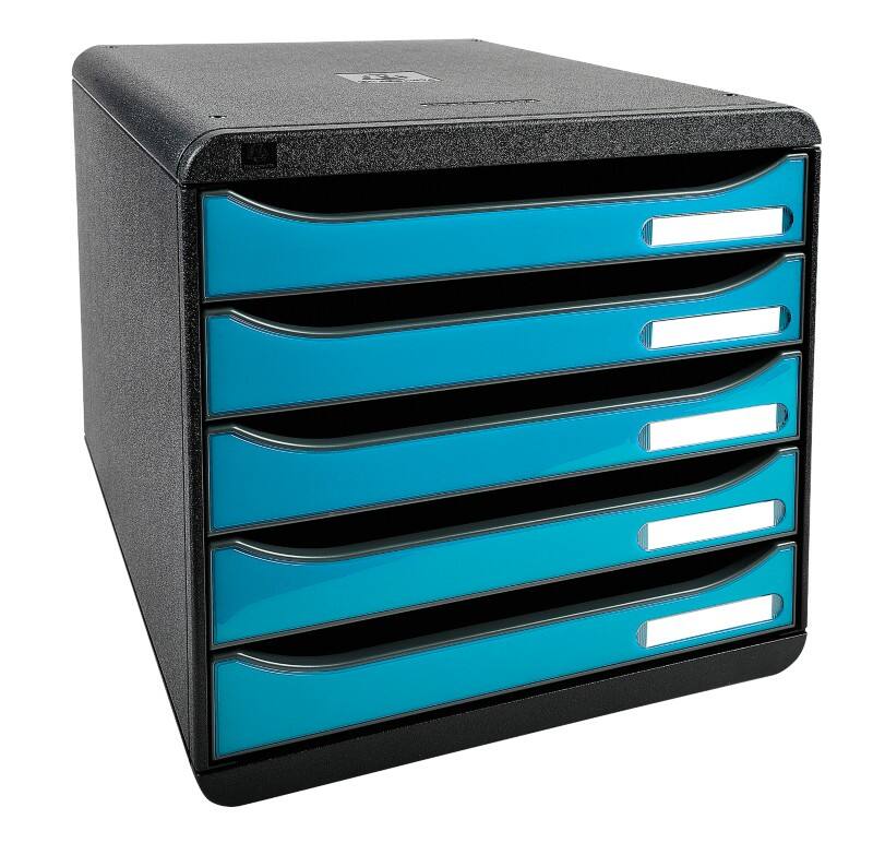 Exacompta ECOBlack Ladekastje Kunststof Turkoois, zwart 5 Lades 27,8 x 34,7 x 27,1 cm