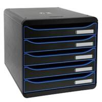 Exacompta Ladekastje met 5 lades Big Box Plus Kunststof Zwart, IJsblauw 27,8 x 34,7 x 27,1 cm
