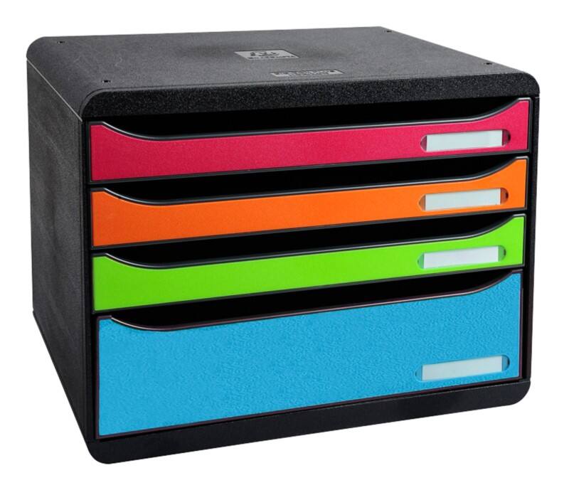Exacompta Iderama Ladekastje Kunststof Kleurenassortiment 4 Lades 35,5 x 27 x 27,1 cm