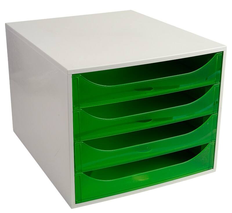 Exacompta Classic Ladekastje Kunststof Groen, lichtgrijs 4 Lades 28,4 x 34,8 x 23,4 cm