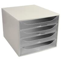 Exacompta Ladekastje met 4 lades EcoBox Kunststof Wit, Transparant 28,4 x 34,8 x 23,4 cm