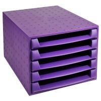 Exacompta Ladekastje met 5 lades The Box Kunststof Paars 28.4 x 38,7 x 21.8 cm