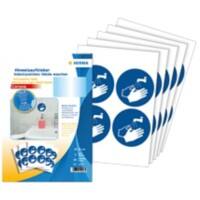 HERMA 12927-3 COVID-19 Stickers: Was uw handen Ø 10 cm Zelfklevend Blauw, wit 60 Stuks