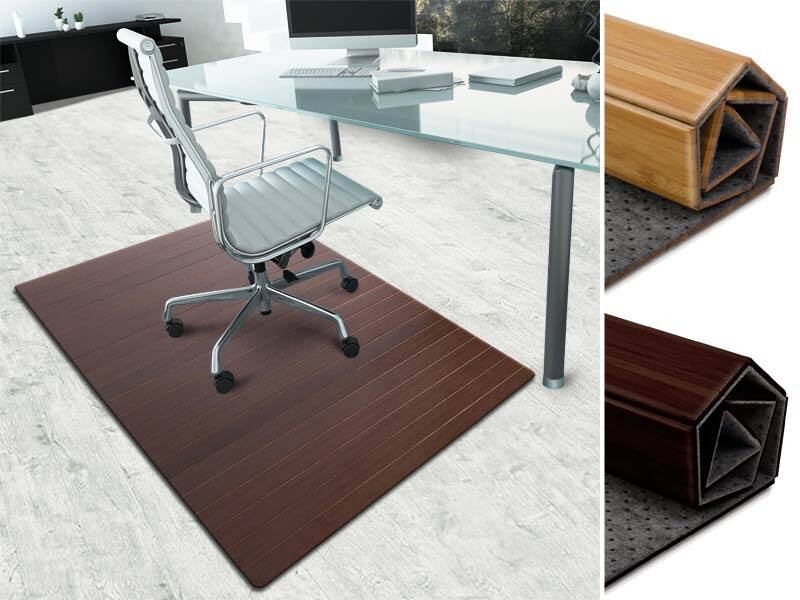 FLOORDIREKT PRO Stoelmat Bamboe, vilt Donkerbruin 90 x 120 cm