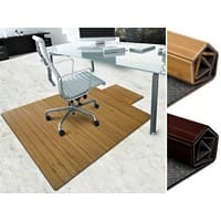 FLOORDIREKT PRO Stoelmat met voorstuk Bamboe, vilt Lichtbruin 90 x 120 cm