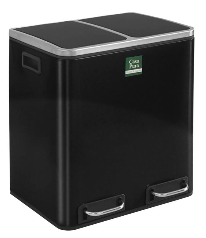 Casa Pura Pedaalemmer Zwart PP (Polypropeen), RVS (Roestvrij staal) 2 x 15 l