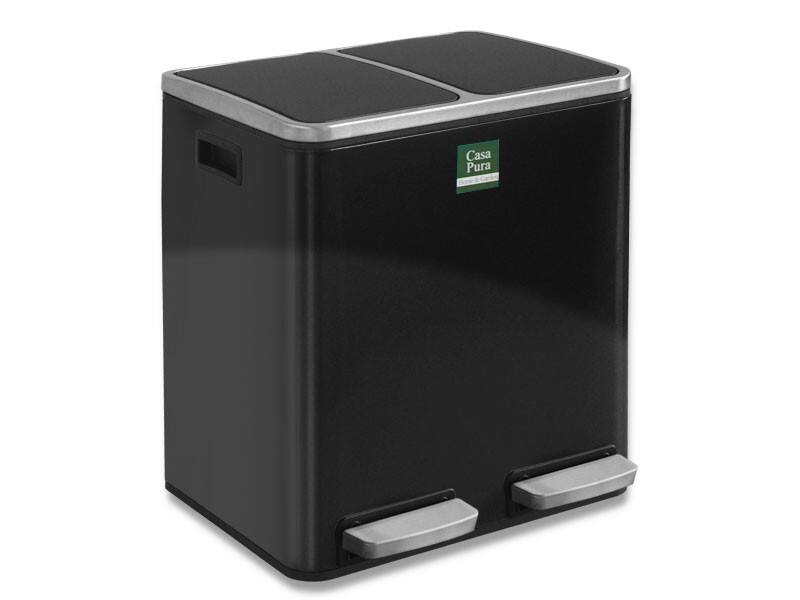 Casa Pura Pedaalemmer PP (Polypropeen), RVS (Roestvrij staal) Felix Zwart 58,5 x 65 cm 2 x 30 l