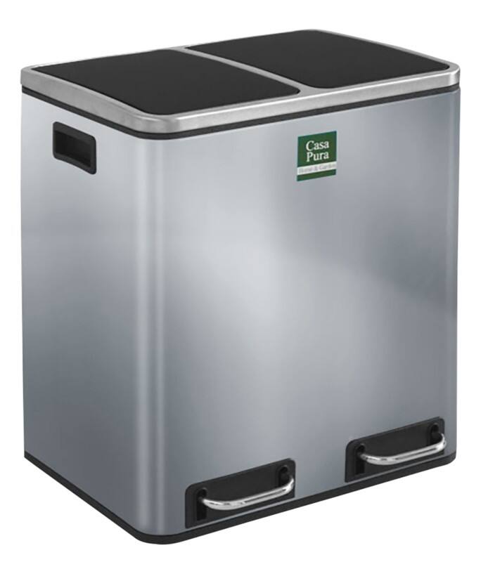Casa Pura Pedaalemmer Zilver PP (polypropeen), RVS (Roestvrij staal) 2 x 15 l