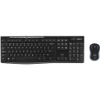 Logitech Toetsenbord en muis Draadloos QWERTY (US) International Zwart MK270