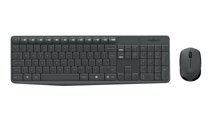 Logitech Toetsenbord en muis Draadloos QWERTY (US) International Nee Grijs MK235