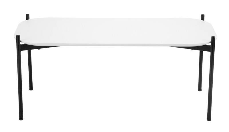 meet powered by PAPERFLOW Rechthoekige bijzettafel Meet Wit blad Zwart frame 4 poten 1000 x 500 x 400 mm