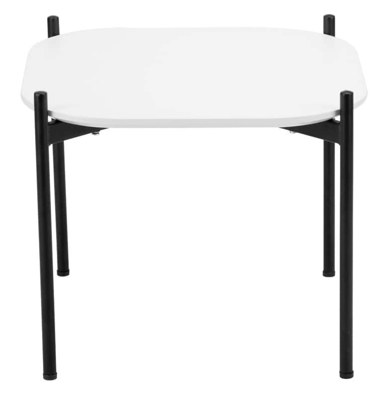 meet powered by PAPERFLOW Vierkante bijzettafel Meet Wit blad Zwart frame 4 poten 500 x 500 x 400 mm