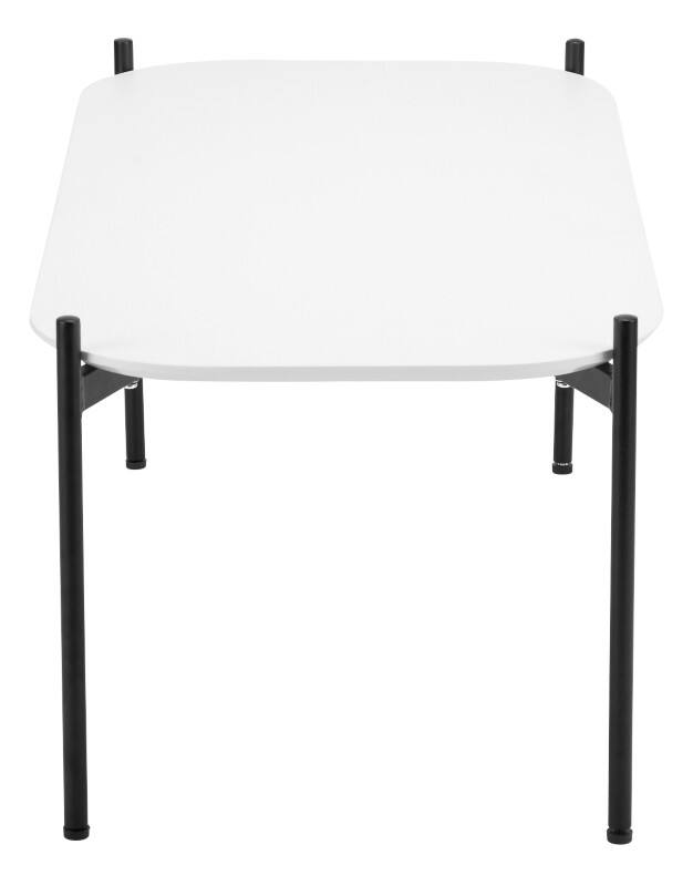 meet powered by PAPERFLOW Rechthoekige bijzettafel Meet Wit blad Zwart frame 4 poten 750 x 500 x 400 mm