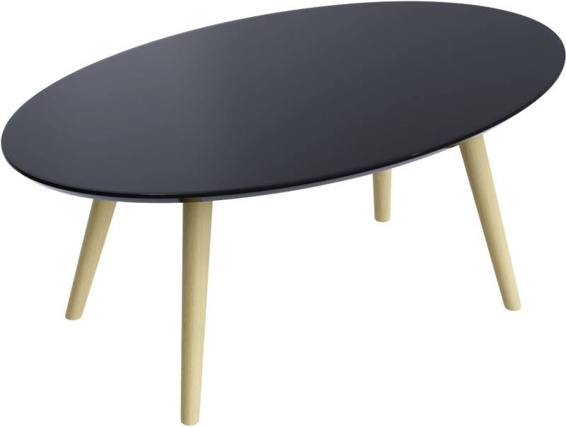 meet powered by PAPERFLOW Ovale bijzettafel Scandi Zwart blad Beuken frame 4 poten 850 x 350 x 500 mm