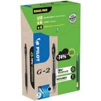 Pilot Rollerballpen G2 Zwart Pak van 12 pennen en 12 vullingen