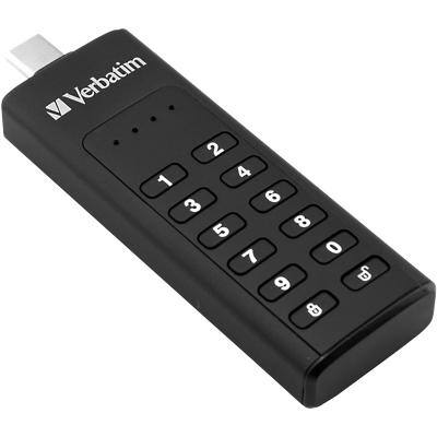 Verbatim USB-stick Keypad Secure USB-C 3.2 Gen I met USB-C -CTM 128 GB Zwart
