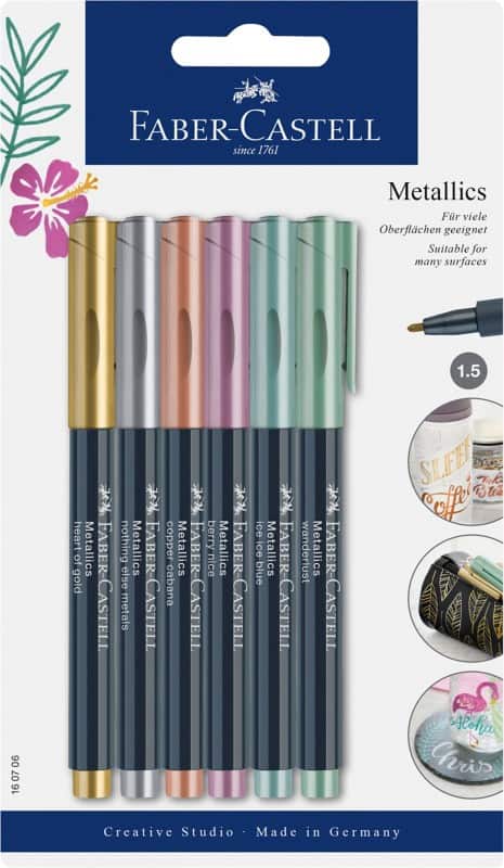 Faber-Castell Metallics Permanentmarker Medium Ronde punt 1,5 mm Kleurenassortiment 4 Stuks