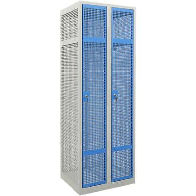 Raster Locker KTS 180 Blauw, Wit 600 x 500 x 1800 mm 2 deuren Staal