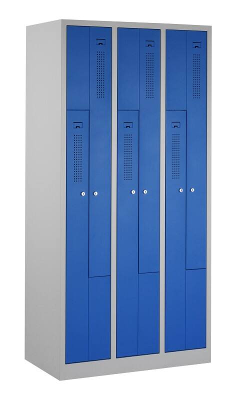 Ceha Staal Garderobekast 2 Deuren 3 kluisjes Cilinderslot 870 x 500 x 1.800 mm Blauw, wit