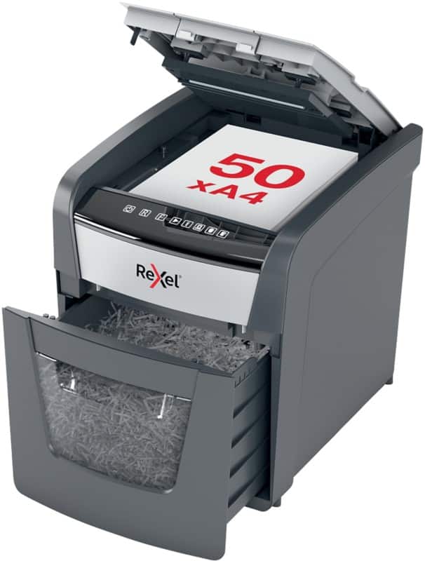 Rexel Automatische Papierinvoer Optimum AutoFeed+ Papierversnipperaar 55 Vellen Snippers Veiligheidsniveau P-4 20 L 50X