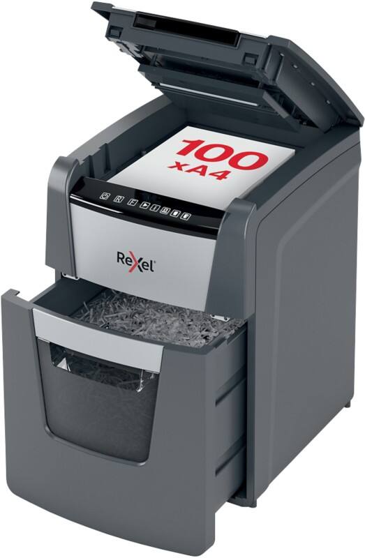 Rexel Automatische Papierinvoer Optimum AutoFeed+ Papierversnipperaar 110 Vellen Micro snippers Veiligheidsniveau P-5 34 L 100M