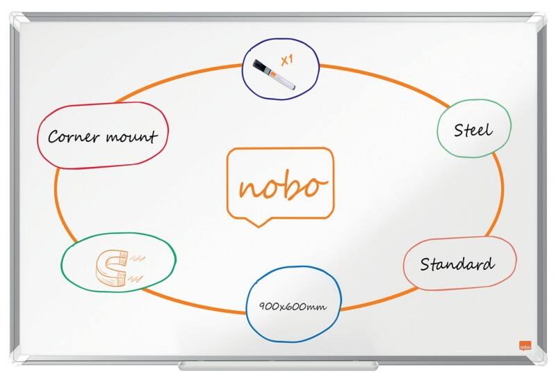 Nobo Premium Plus whiteboard 1915155 wandmontage magnetisch gelakt staal 90 x 60 cm