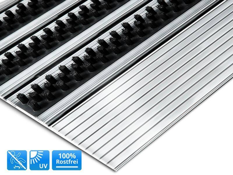 PROFESSIONAL LINE Entreemat Profi Brush Aluminium, nylon Zwart, zilver 800 x 500 mm