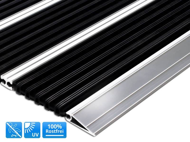PROFESSIONELE LIJN Double entreemat met rubberen richels Antraciet aluminium 600 x 900 mm