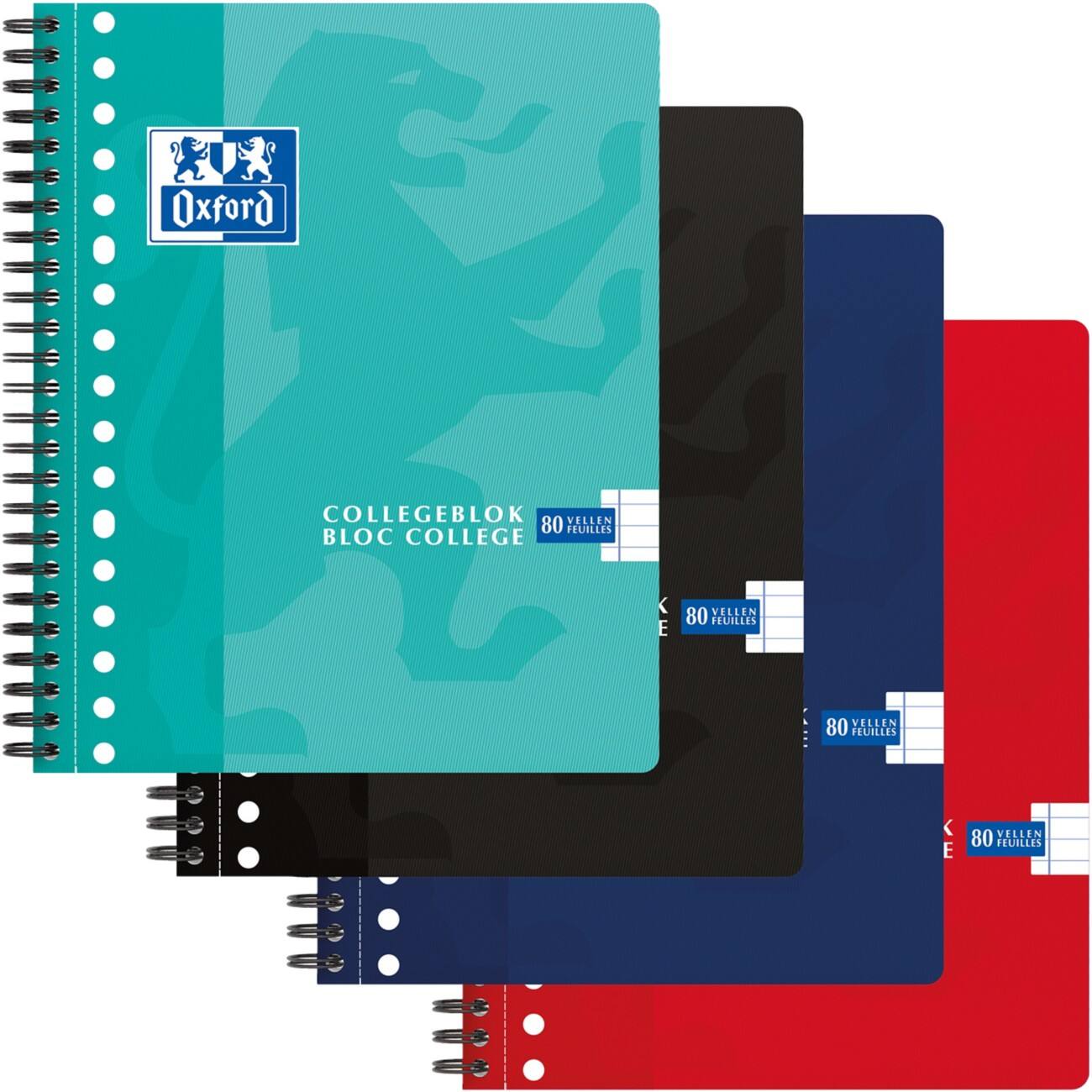 OXFORD School A5+ Collegeblok Kleurenassortiment Kartonnen kaft Gelinieerd 80 Vellen
