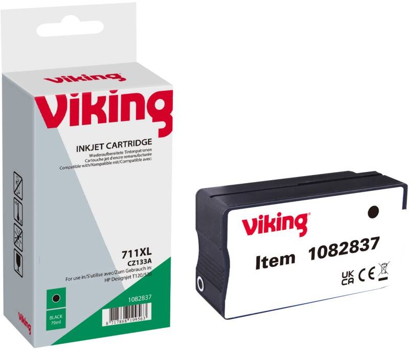 Viking 711 compatibele HP inktcartridge CZ133A zwart