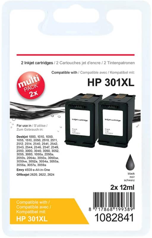 Viking 301XL Compatibel HP Inktcartridge CH563EEv1 Zwart Duopak 2 Stuks