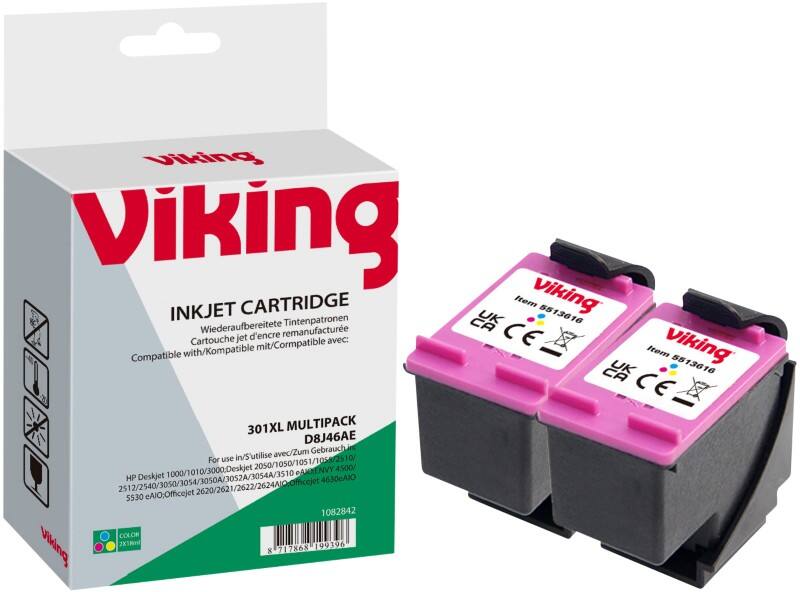 Viking 301XL Compatibel HP Inktcartridge CH564EEv1 Cyaan, magenta, geel Duopak 2 Stuks