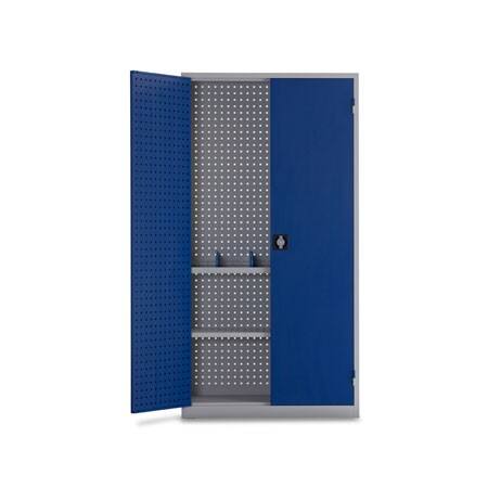 Ceha Draaideurkast Metaal 2 Planken Afsluitbaar 1.000 x 450 x 1.950 mm Blauw, wit