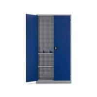 Ceha Draaideurkast Metaal 2 Planken Afsluitbaar 1.000 x 450 x 1.950 mm Blauw, wit