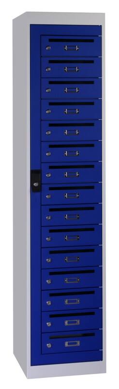 Postvakkenkast OPK 180 Blauw, Wit 400 x 500 x 1800 mm 15 deurs