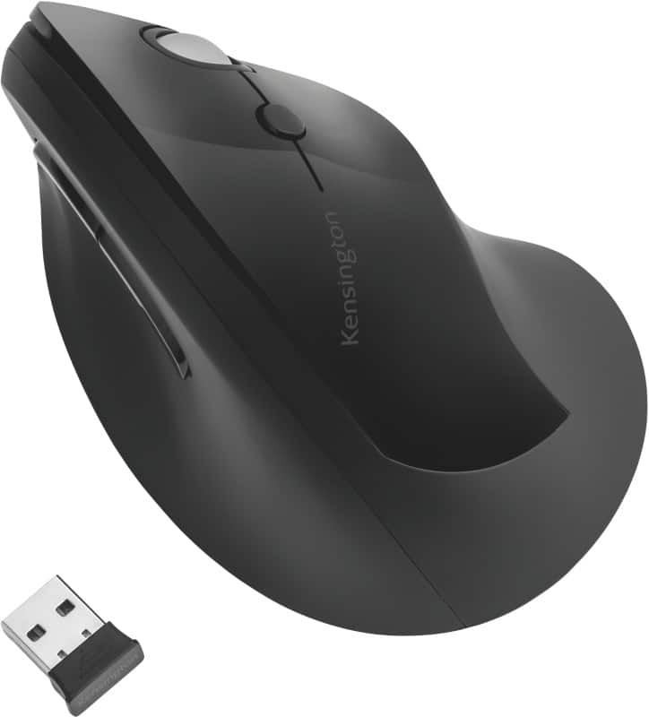 Kensington Pro Fit Draadloze muis Ergonomisch Verticaal K75501EU Optisch Voor rechtshandigen USB-A Nano-ontvanger Zwart