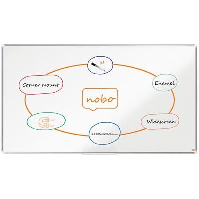 Nobo Premium Plus Widescreen whiteboard 1915369 wandmontage magnetisch email 188 x 106 cm