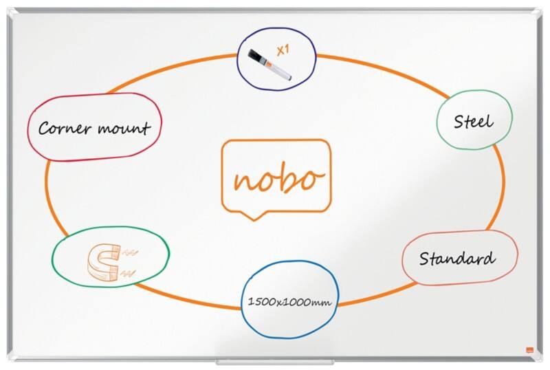 Nobo Premium Plus whiteboard 1915158 wandmontage magnetisch gelakt staal 150 x 100 cm