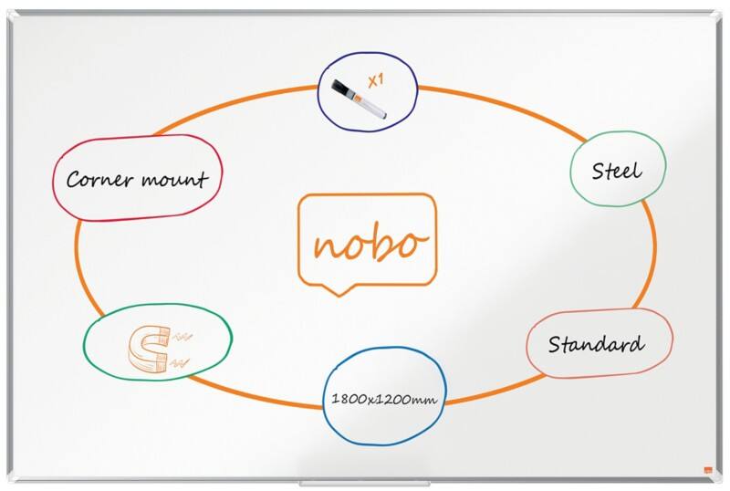 Nobo Premium Plus whiteboard 1915161 wandmontage magnetisch gelakt staal 180 x 120 cm