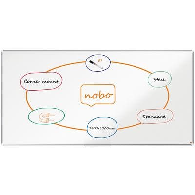 Nobo Premium Plus whiteboard 1915163 wandmontage magnetisch gelakt staal 240 x 120 cm